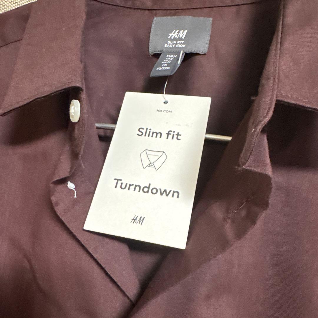 H&M スリムフィット 長袖シャツ ワインレッド 4 — image 4