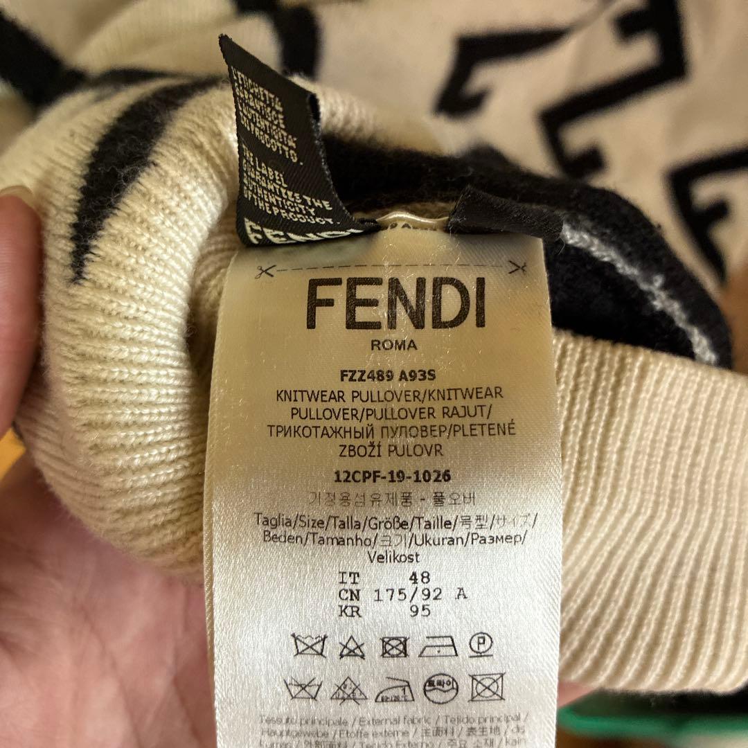 FENDI ニット セーター ズッカ柄 クルーネック ホワイト ブラック — image 3