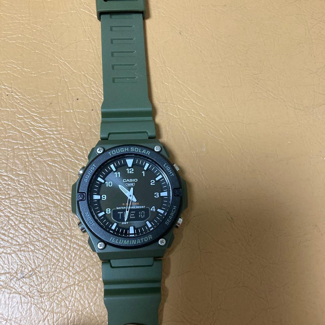 特価品！美品！CASIO TOUGH SOLAR アナデジ 腕時計 カーキ稼働品 — image 2