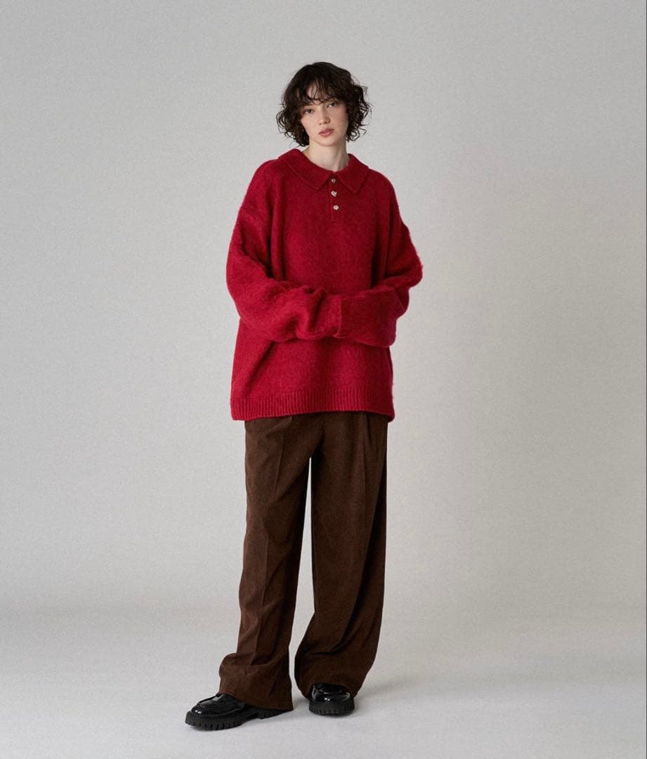 ONCILY シルバーボタンシャギーニットポロ — image 3