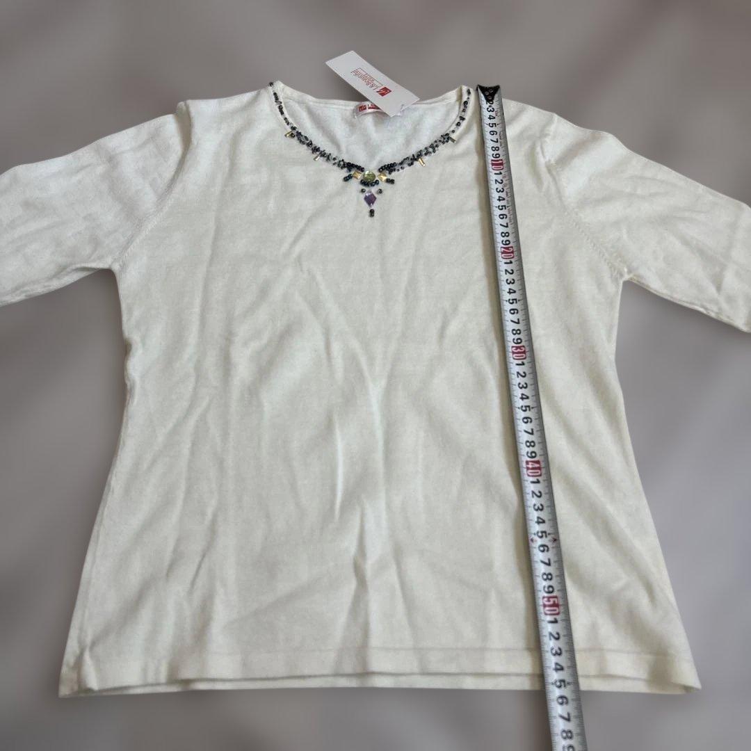 L&Beautiful ビーズ装飾 白 【M】新品未使用　ホワイト　ビーズ　定番 — image 5