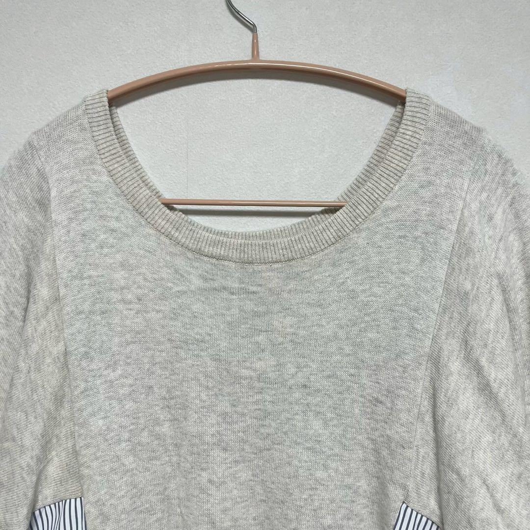 ノアール ニット シャツ ドッキング トップス ストライプ ゆったり グレー F — image 3