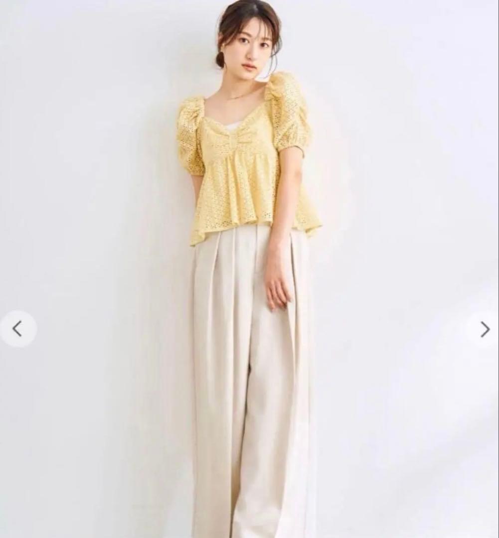 【美品】COCO DEAL 半袖 パフスリーブ ブラウス グリーン — image 5