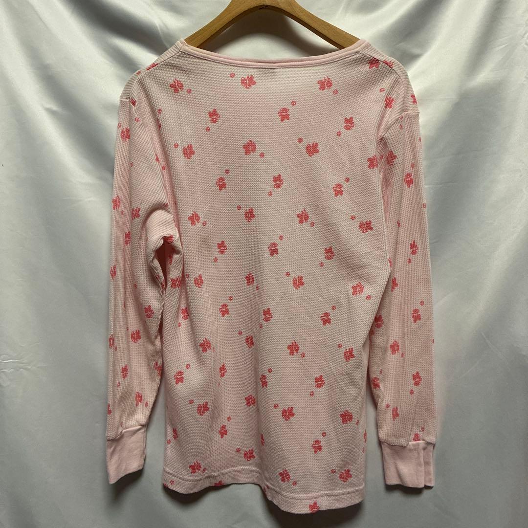 くま柄 サーマル thermal ピンク色 vintage — image 2