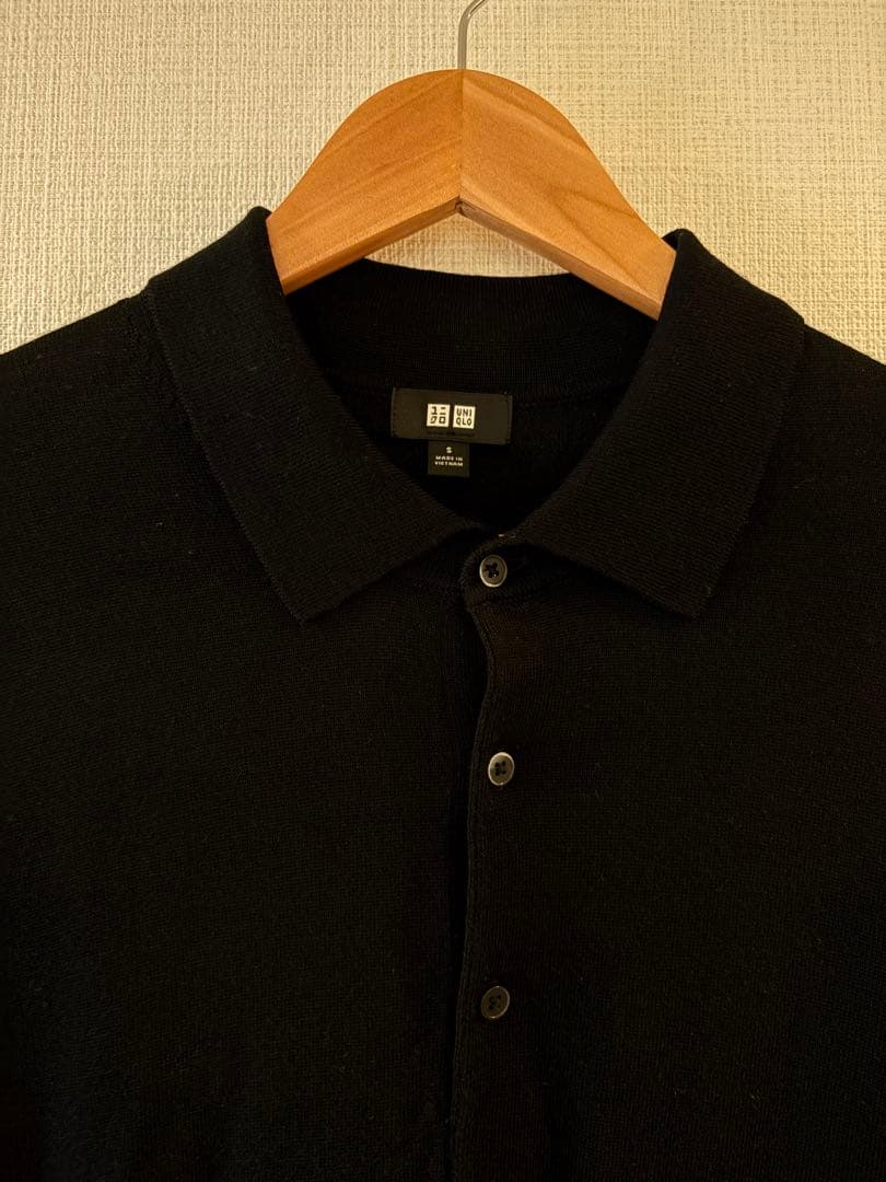 UNIQLO 長袖 ウールニットポロシャツ ブラック S — image 2