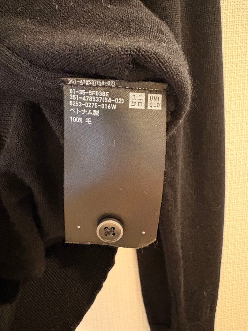 UNIQLO 長袖 ウールニットポロシャツ ブラック S — image 4