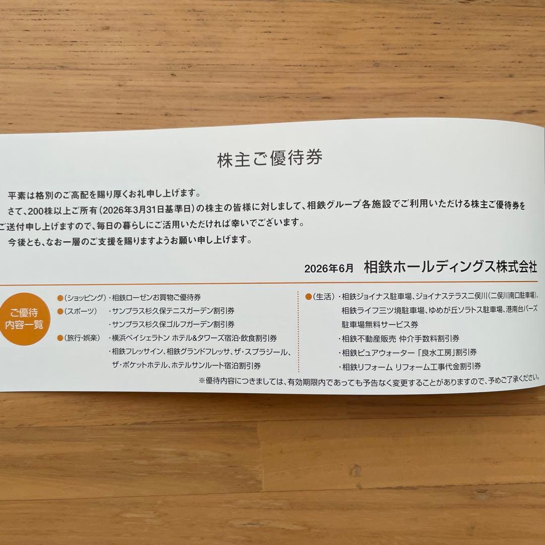 【未使用】相鉄ホールディングス　株主優待券 — image 2