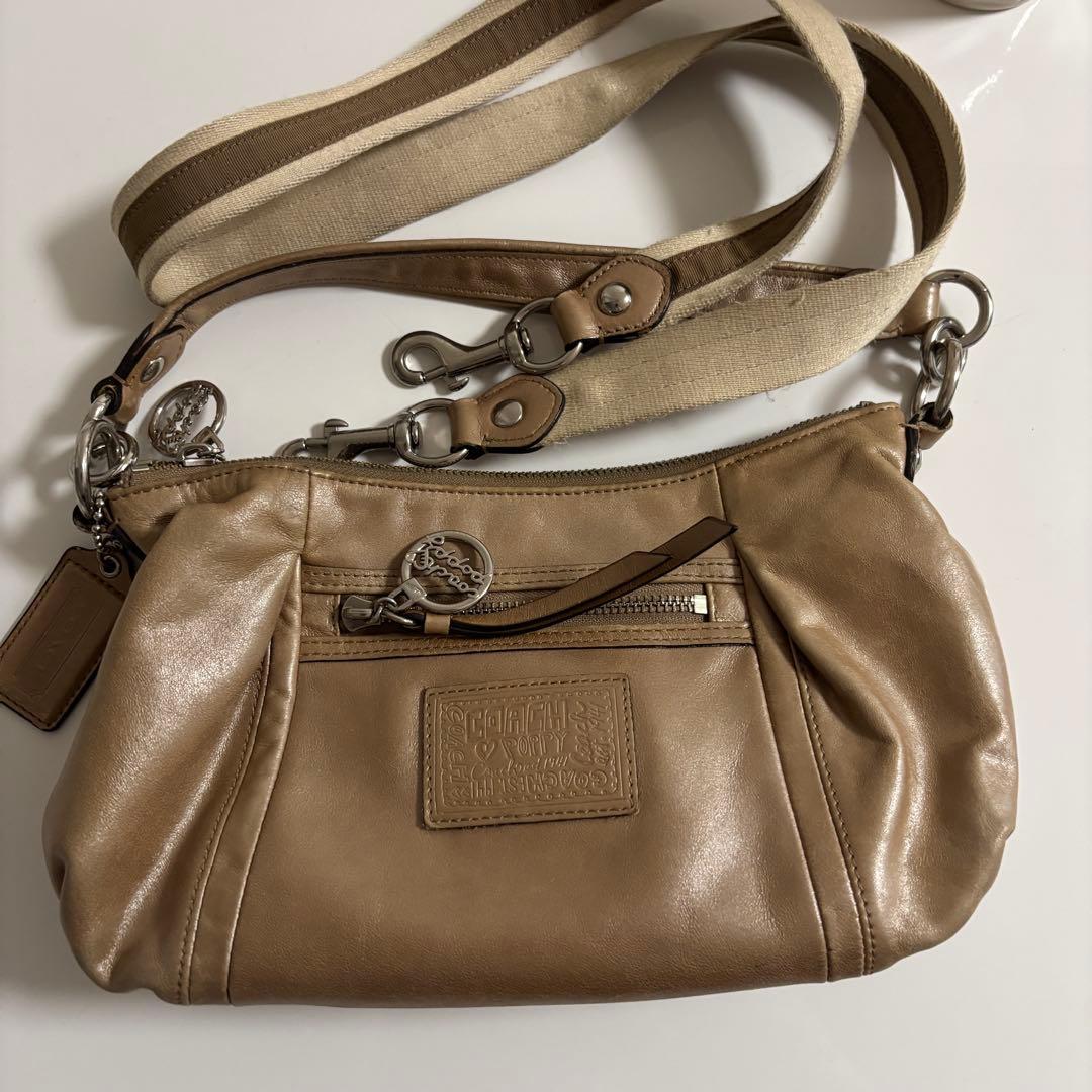 【美品】COACH コーチ ポピー レザー ワンショルダーバッグ ベージュ 金 — image 3