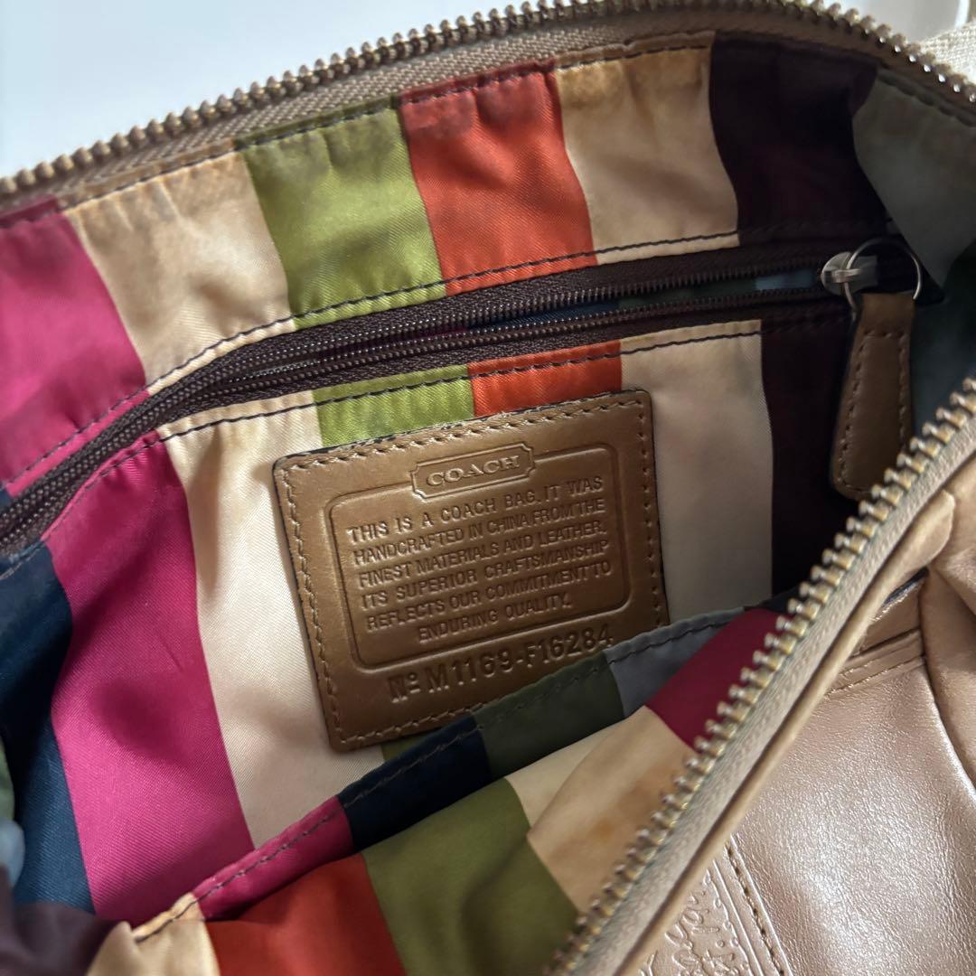 【美品】COACH コーチ ポピー レザー ワンショルダーバッグ ベージュ 金 — image 4