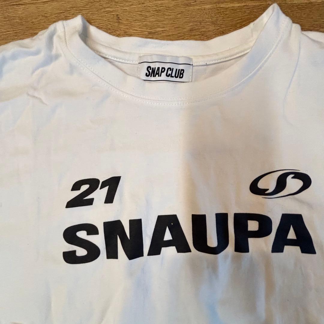 【美品】SNAPCLUB SNAUPA ロゴT／ホワイト L ドローコード付き — image 4