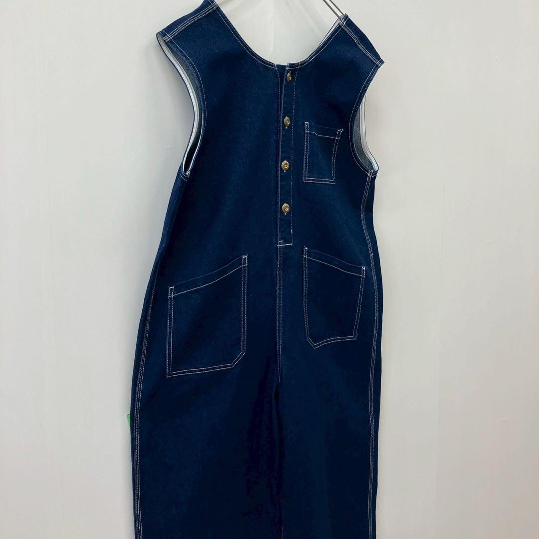 【a1407】Java 極美品 別注 オーバーオール デニムサロペット 紺 M — image 4