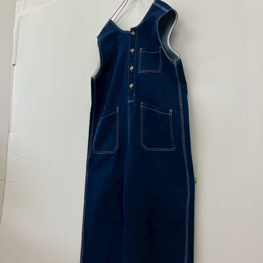 【a1407】Java 極美品 別注 オーバーオール デニムサロペット 紺 M — image 5