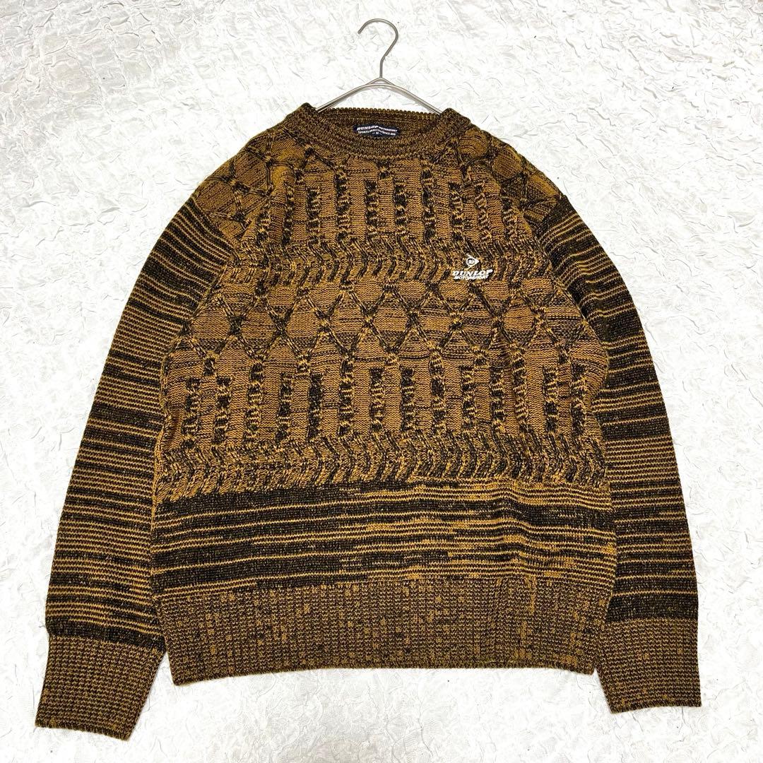 美品【ダンロップスポーツ】（M）長袖ニット メンズ ブラウン 茶 ゴルフウェア — image 2