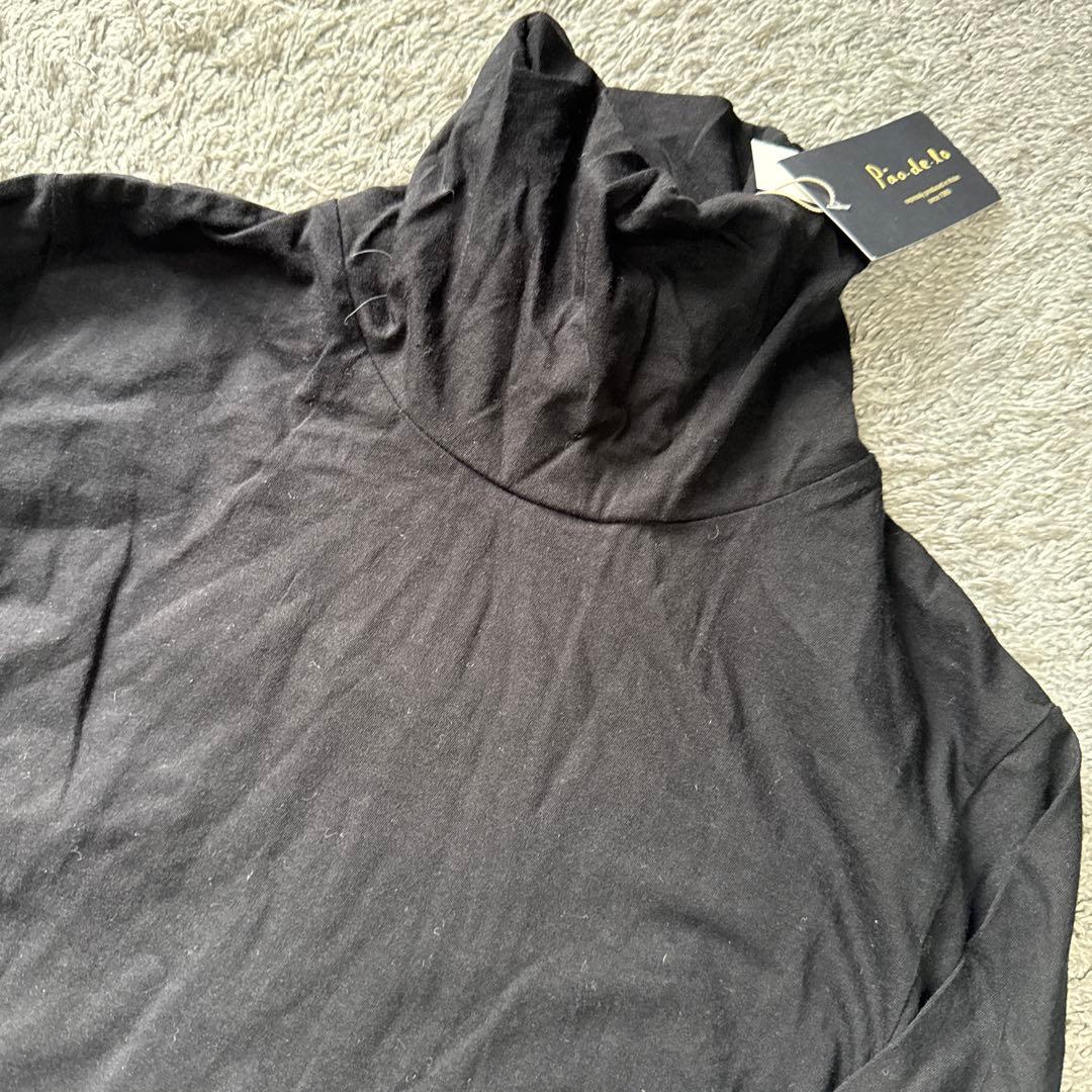 パオデロ paodelo ハイネックコンパクト長袖tシャツ黒M 新品 — image 2