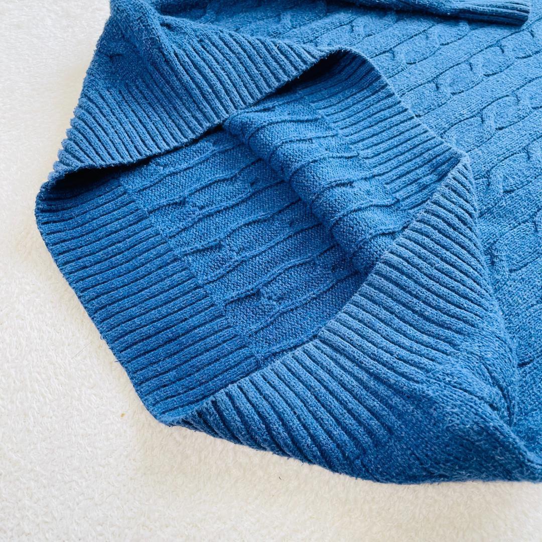 ポロラルフローレン 長袖ニット ケーブルニット ブルー M ロゴ刺繍 コットン — image 5