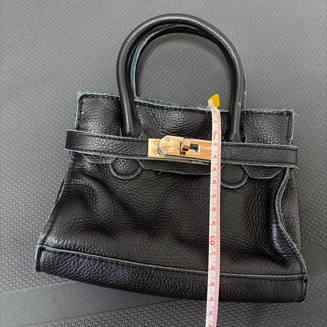 ブラック レザー ハンドバッグ ミニサイズ　皮 — image 5