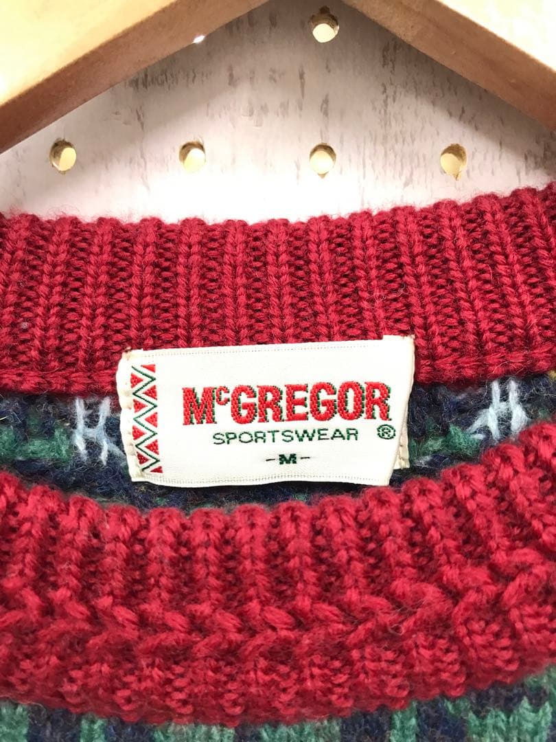 日本製 McGREGOR アメカジ トラッド 古着 ジャガード ボーダー ニット — image 2