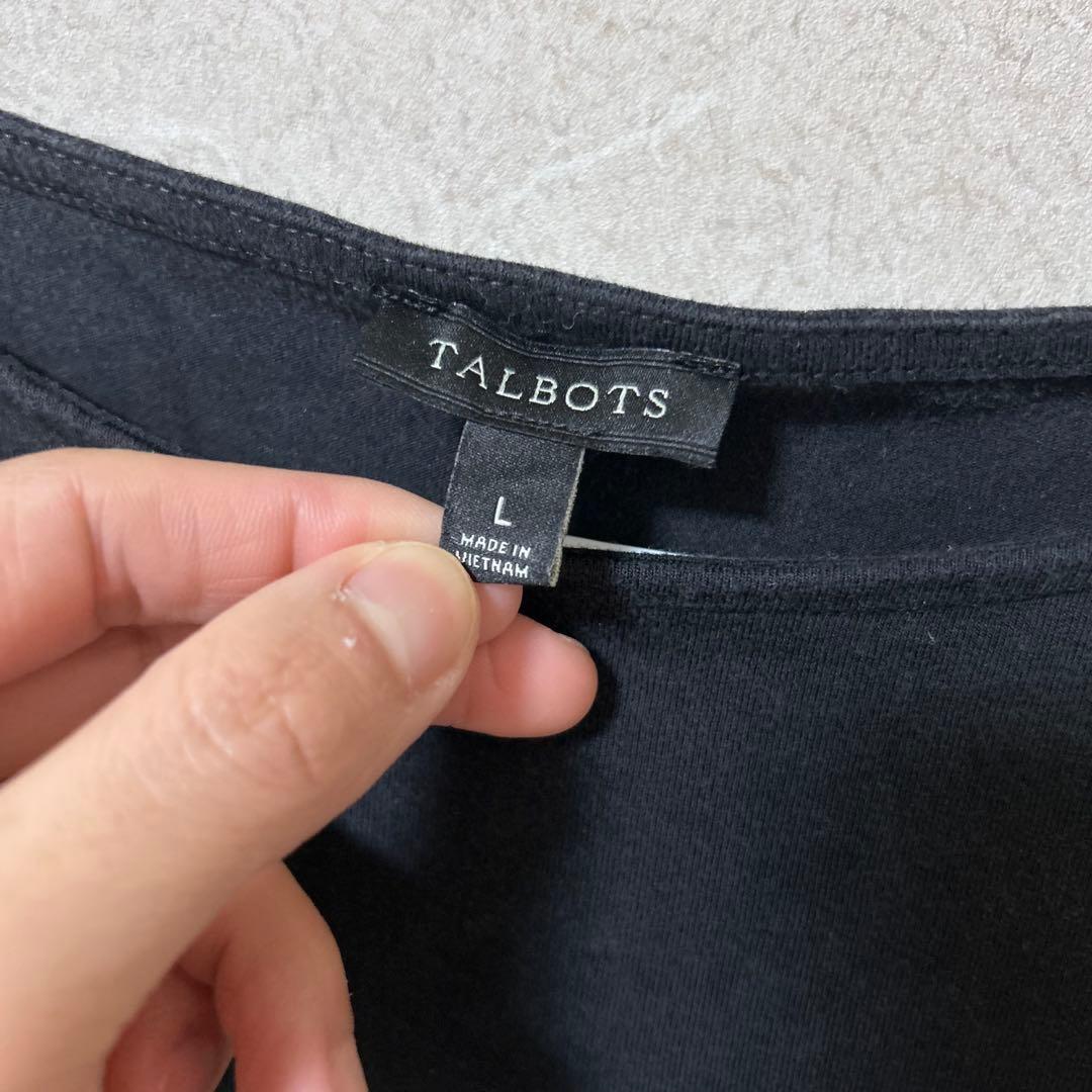 TALBOTS タルボット　ブラック 五分袖 Tシャツ L フリル袖　デート — image 3