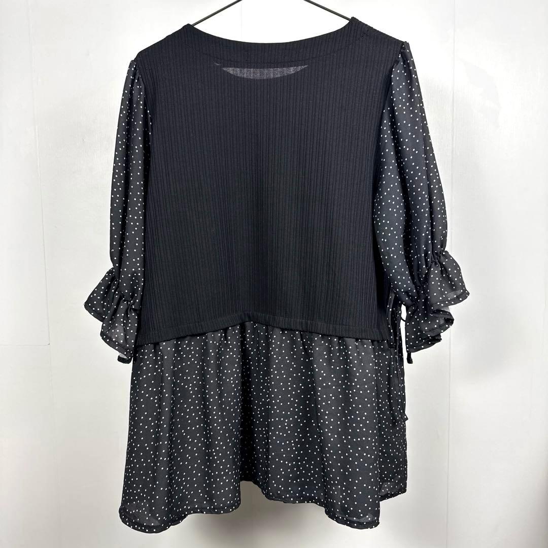 Rag Out ラグアウト 黒 ドット チュニック L 七分袖 洗える 春秋 — image 3
