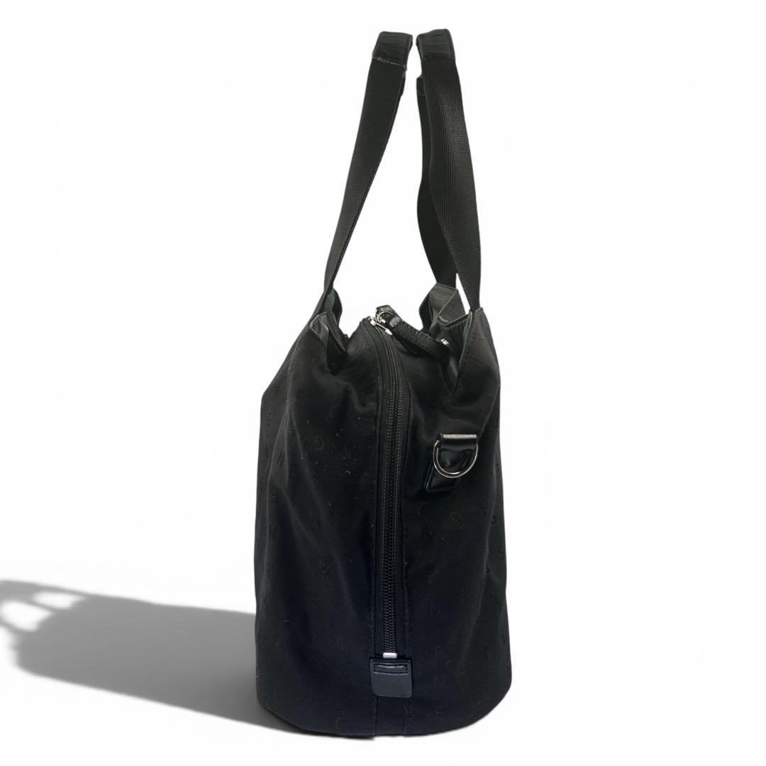 agnes b. VOYAGE☆ハンドバッグ ブラック ロゴ総柄 大容量ポケット — image 4