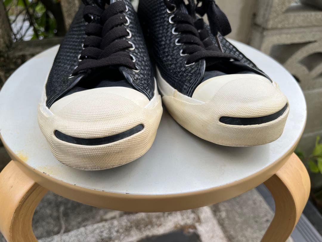 Converse Jack Purcell ブラックレザー編み込み スニーカー — image 2