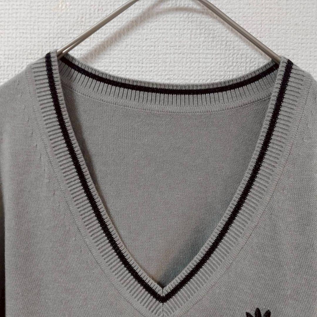 【アンタイトル】メンズ Vネックニットセーター グレー L 紳士　ワールド — image 4