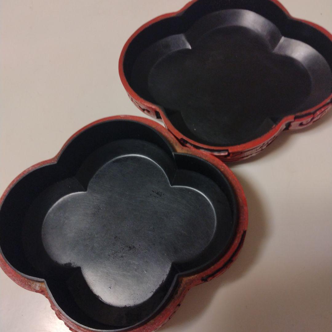 【中国骨董】15✕13㌢堆朱 漆器 漆芸 蓋物 香合　小物入れ朱赤　コレクター — image 3