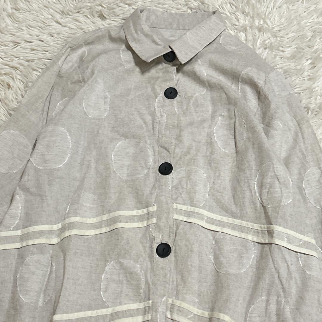 美品夢地哉 majiya 綿麻 ドット バルーン シャツ ワンピース チュニック — image 3