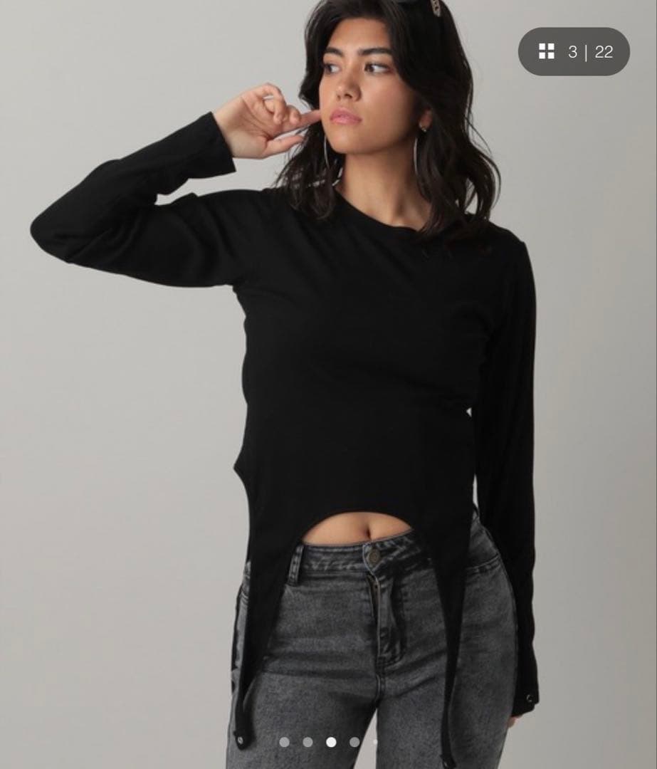 【1度のみ着用 FOREVER21】2way ガーターベルトカットソー ブラック — image 2