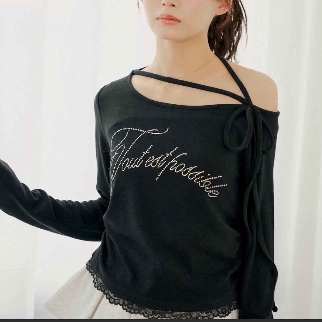 Chico ラインストーンロゴワンショルT 黒 ZOZOTOWN完売品 — image 2
