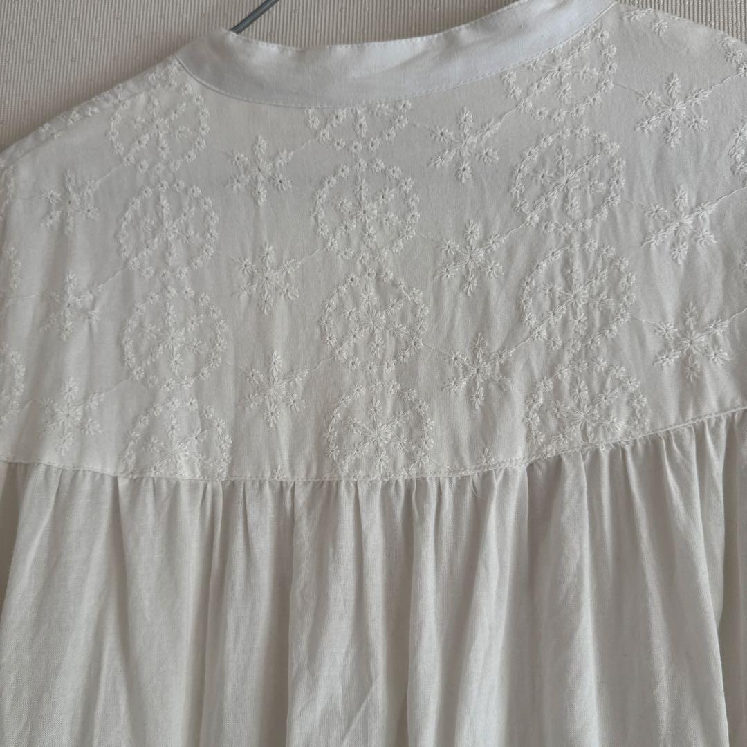 ESSEME 刺繍入りロングシャツワンピース ホワイト　Lサイズ — image 3