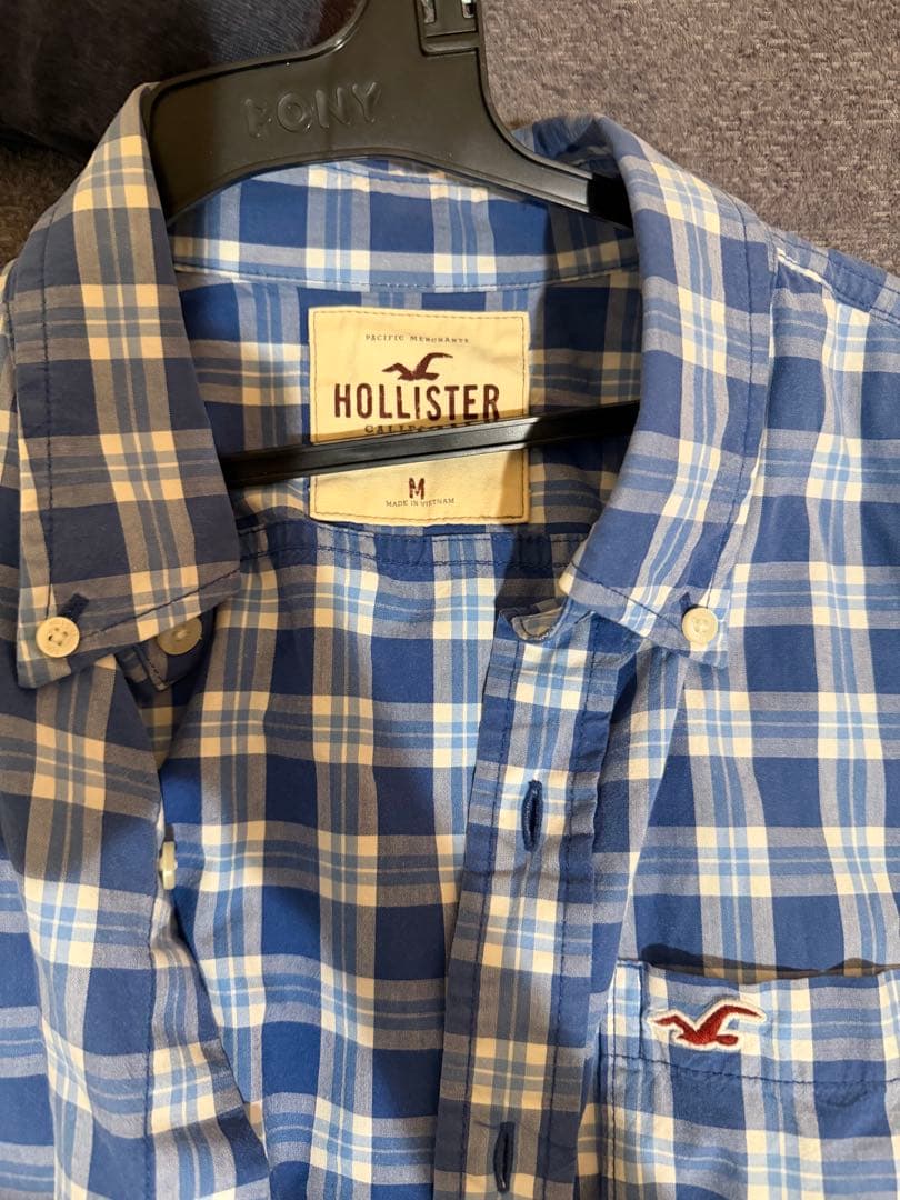 Hollister チェック柄 半袖シャツ ブルー Mサイズ — image 2