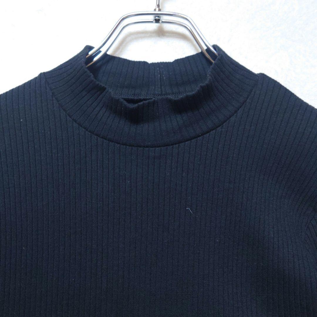 ユニクロ リブ ハイネック T 長袖 L ブラック — image 3