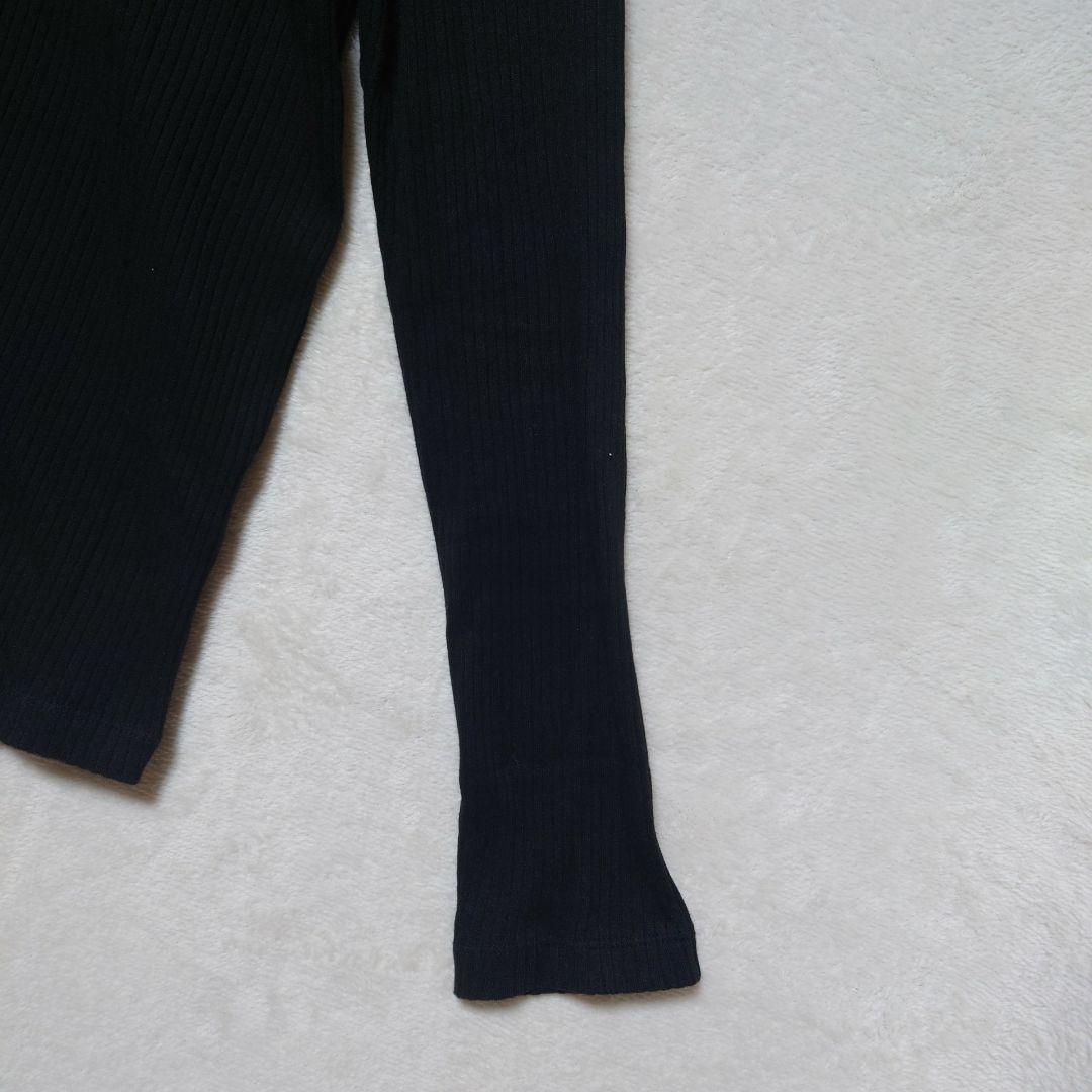 ユニクロ リブ ハイネック T 長袖 L ブラック — image 4