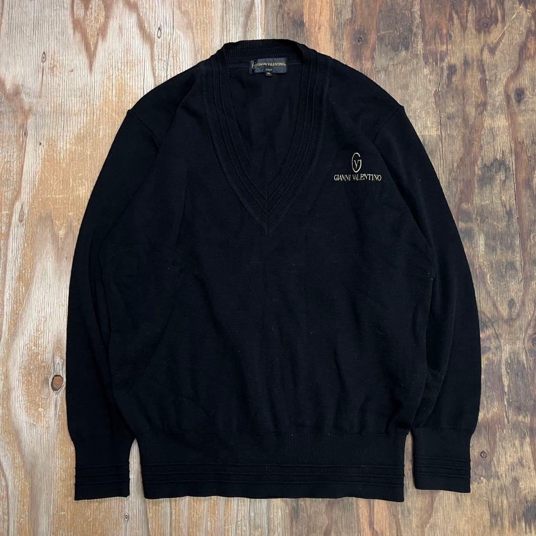 80s VALENTINO Vネック ニット ブラック 日本製 VINTAGE — image 3