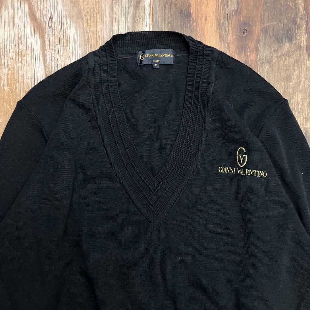80s VALENTINO Vネック ニット ブラック 日本製 VINTAGE — image 4