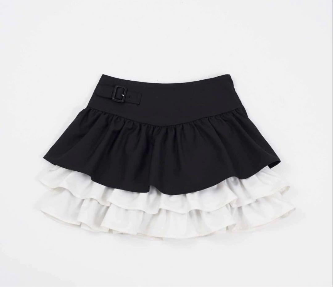 ベルシャルム Color Block Tiered Skirt ブラック — image 2