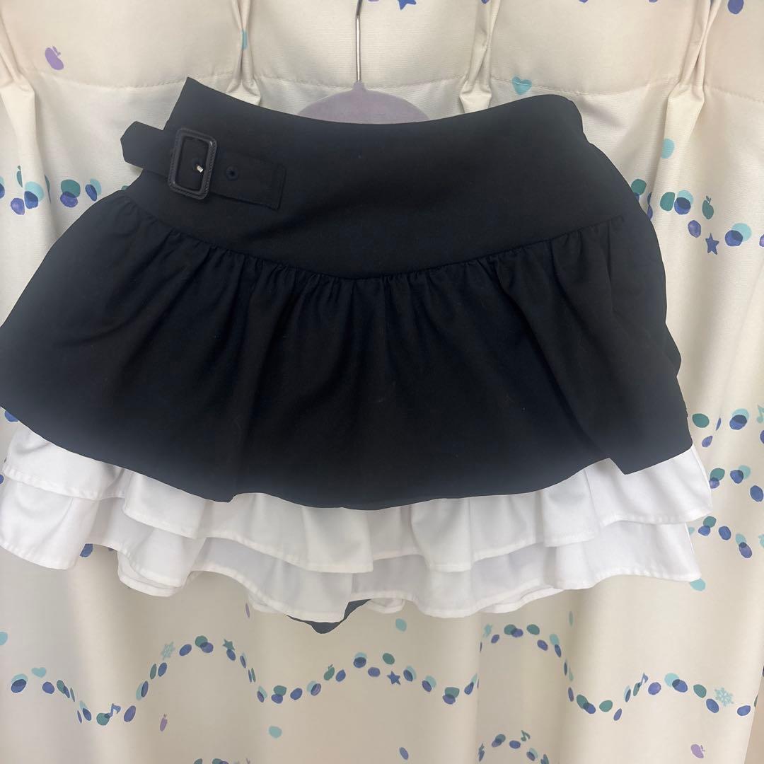 ベルシャルム Color Block Tiered Skirt ブラック — image 3
