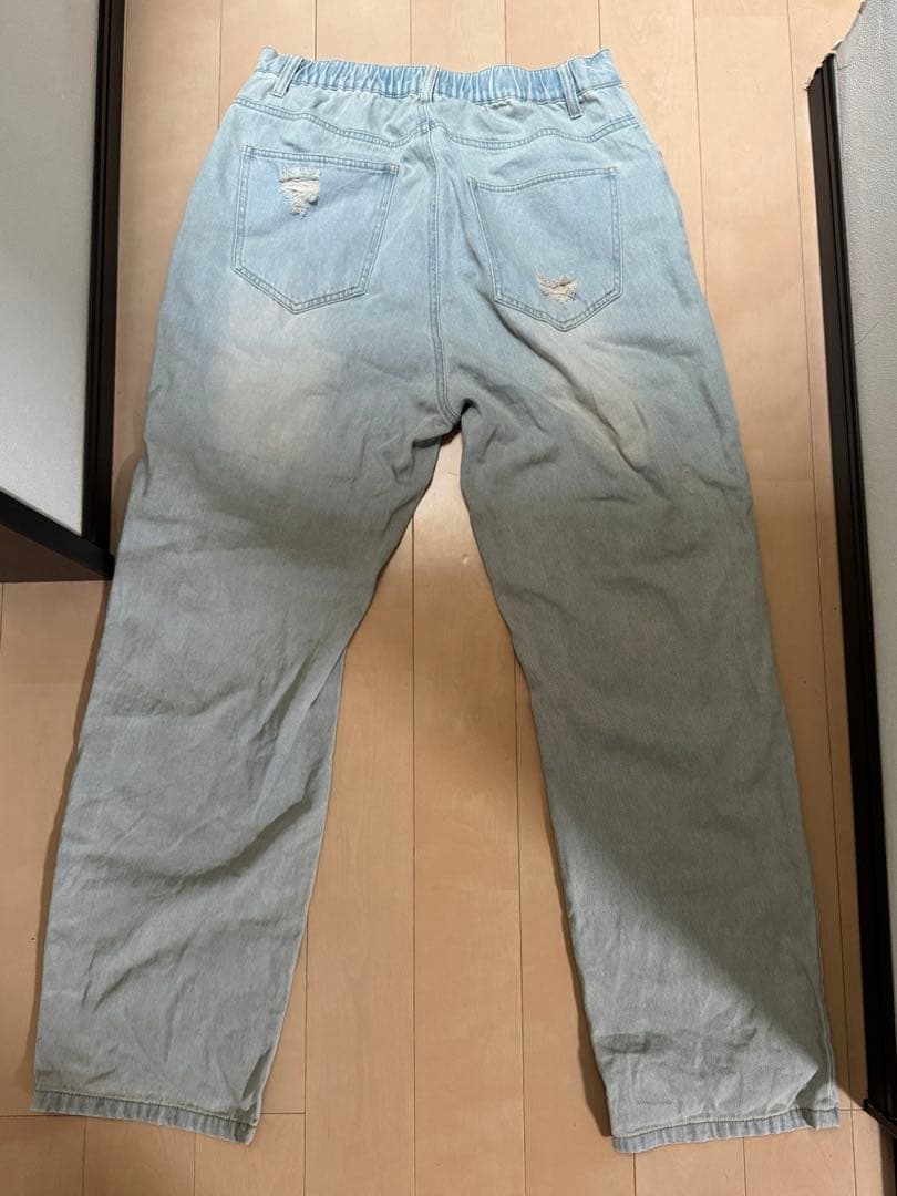 ダメージデニム ワイドパンツ ライトブルー ストリート 韓国系 美品 — image 3