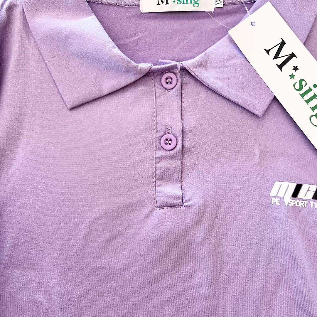 新品✨M・sing 長袖 ポロシャツ L〜XL相当　ライトパープル　紫 — image 4