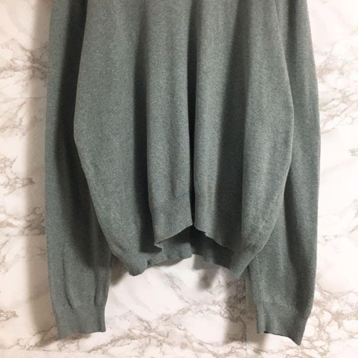 【ピマコットン】ポロラルフローレン　ワンポイント刺繍　Ｖネックニット　灰色２ＸＬ — image 3