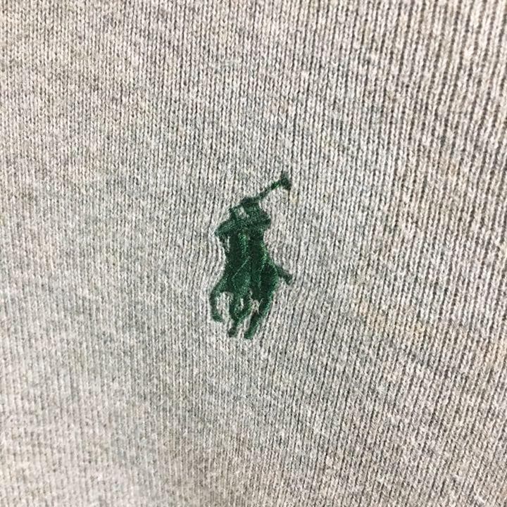 【ピマコットン】ポロラルフローレン　ワンポイント刺繍　Ｖネックニット　灰色２ＸＬ — image 4