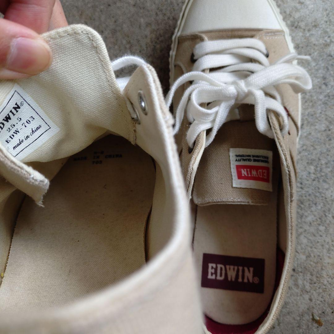 EDWIN スニーカーベージュ　25.5cm エドウィン — image 5