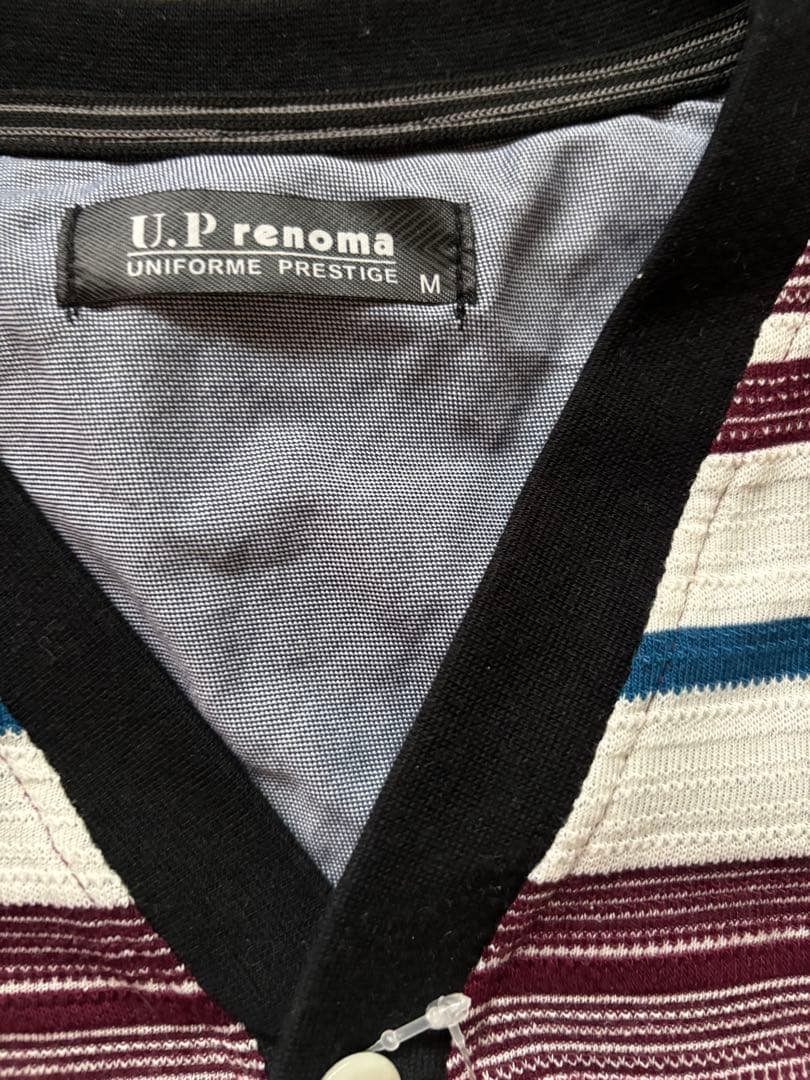 U.P renoma ボーダー柄 ヘンリーネック Tシャツ Mサイズ — image 3