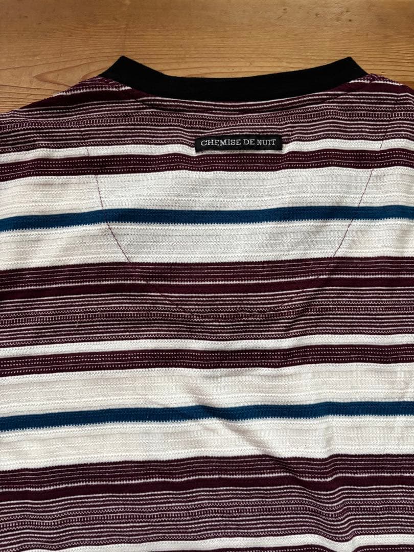 U.P renoma ボーダー柄 ヘンリーネック Tシャツ Mサイズ — image 4