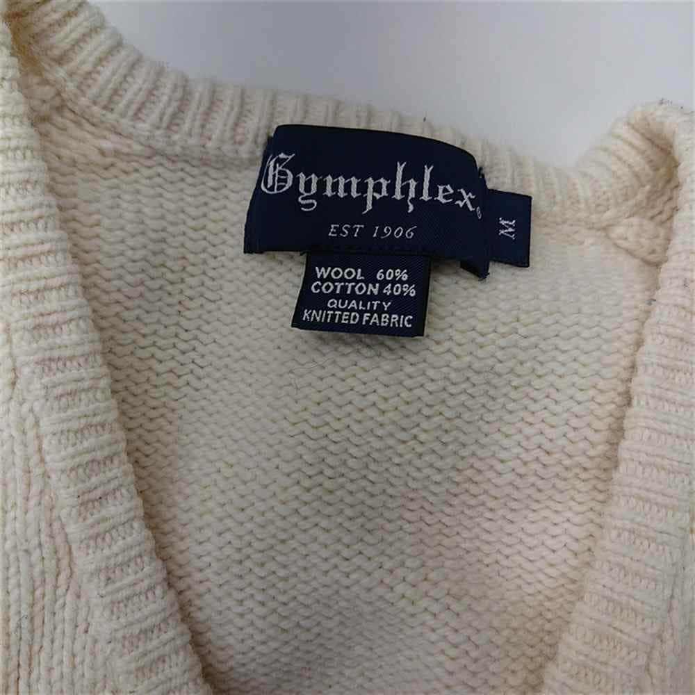 ★Gymphlex ウールコットン Vネックセーター アイボリー系 メンズ M — image 5