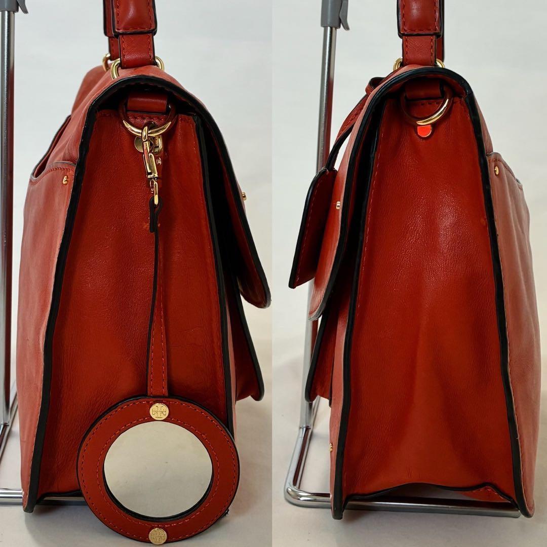 【美品】トリーバーチ 2way ショルダーバッグ 鏡付き レザー 肩掛け 赤 — image 5