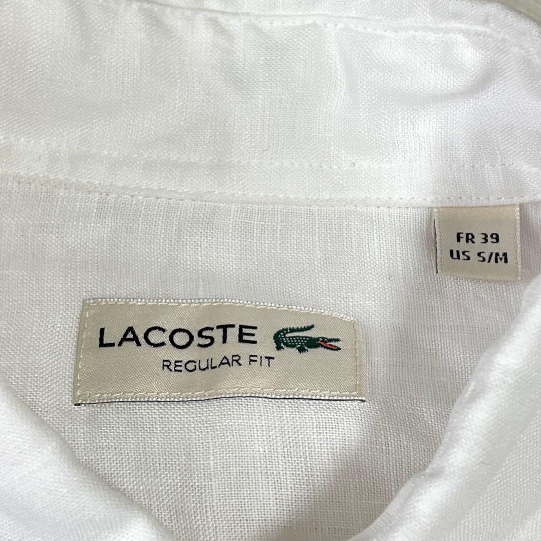 LACOSTE ラコステ　リネン半袖シャツ　レギュラーフィット　ホワイト　M — image 3