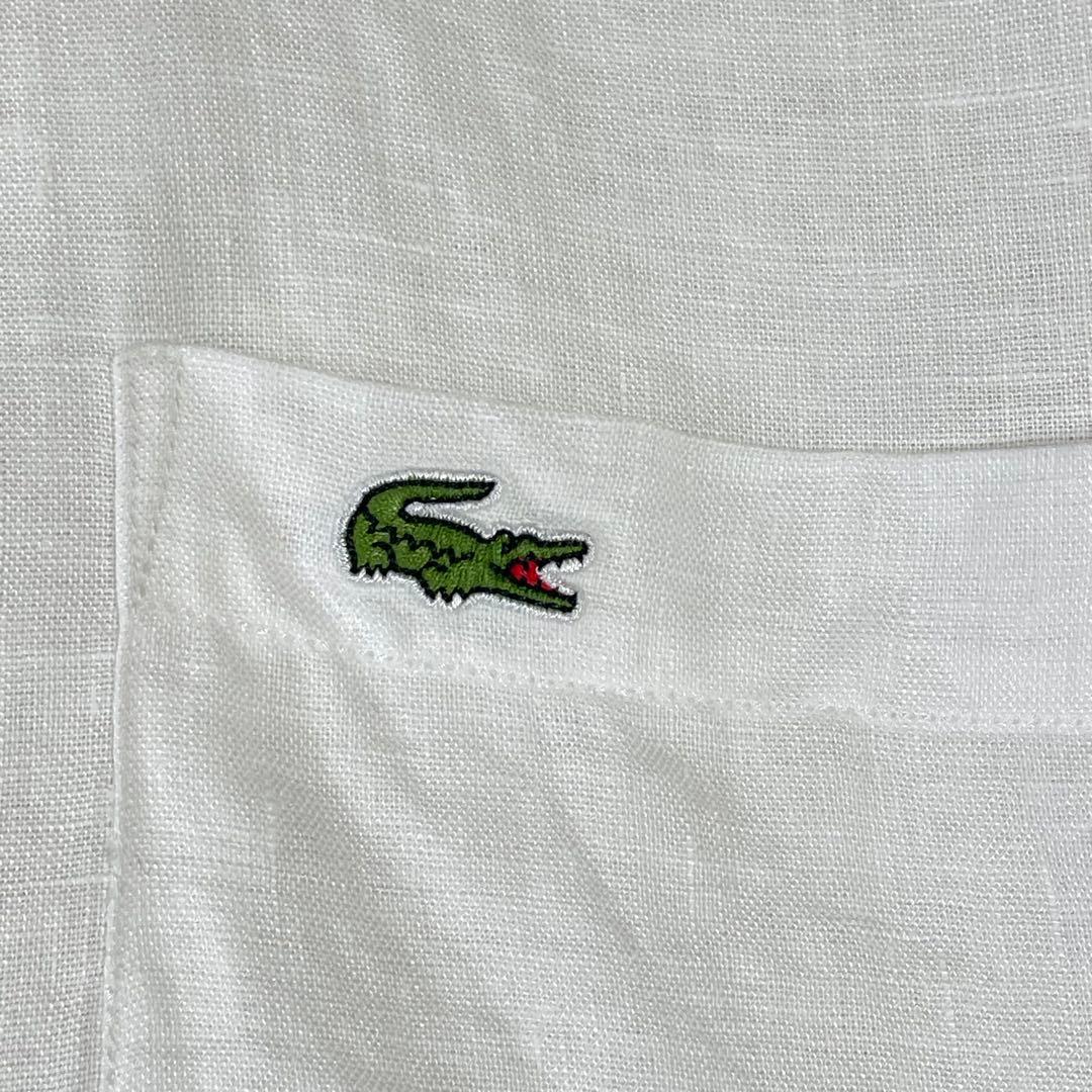 LACOSTE ラコステ　リネン半袖シャツ　レギュラーフィット　ホワイト　M — image 4