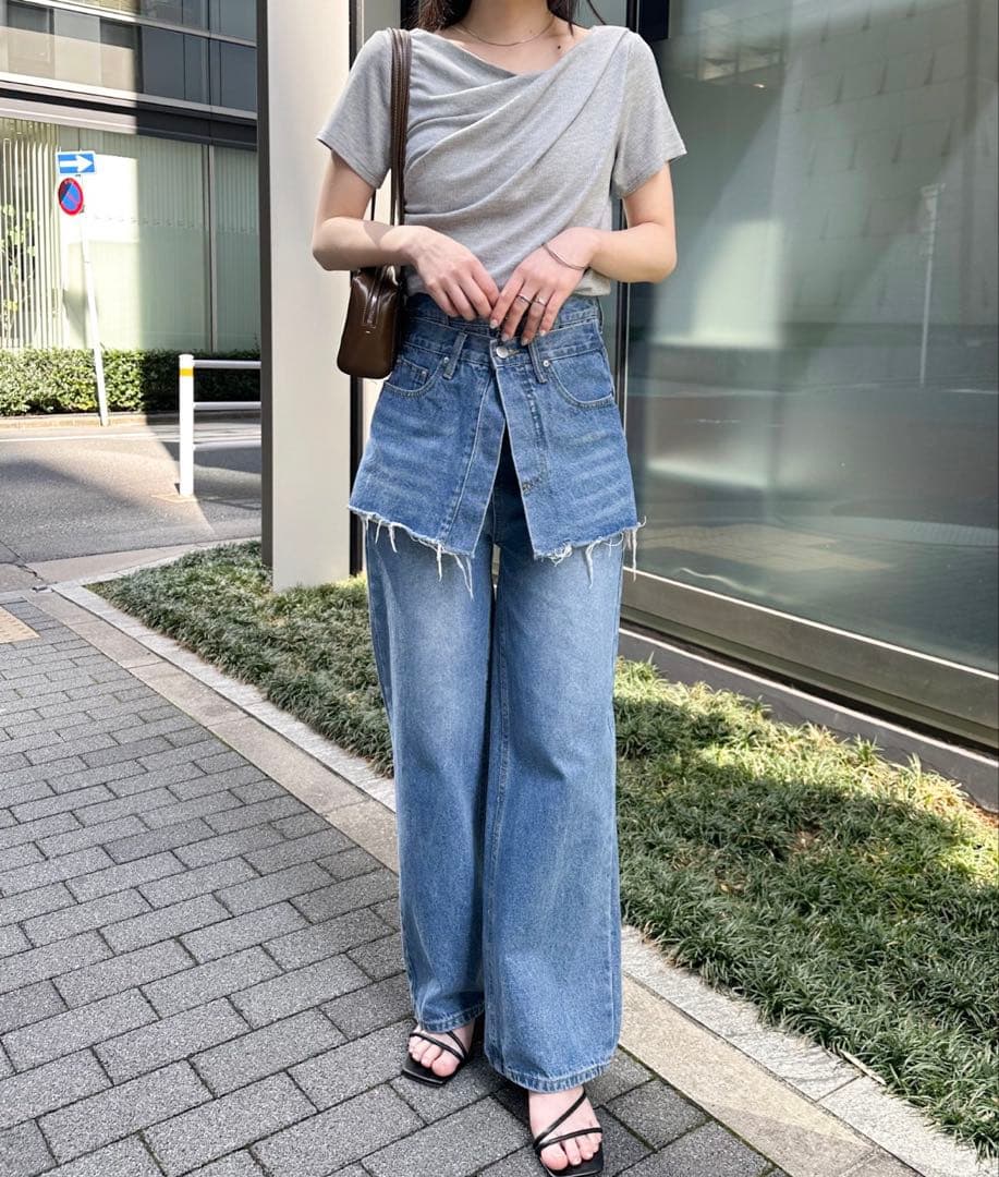 RANAN 2WAYドレープオフショルリブＴシャツ — image 3